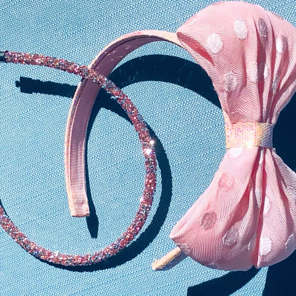 Pink Polka Dot Bow Headband Set | Sabrina Carpenter Vibes Sparkle Cute Hairband